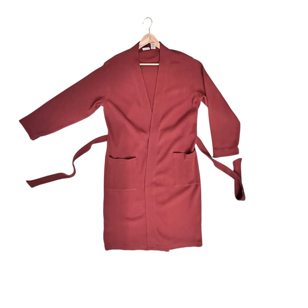 L.L. Bean Waffle Knit Cotton Blend Robe Brick Red Orange Lounge Cabin